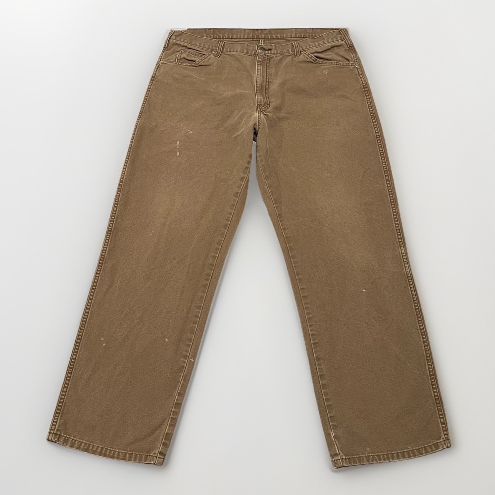 Dickies Mens Brown Straight Leg Regular Fit Duck Canvas Carpenter Pants 38x30